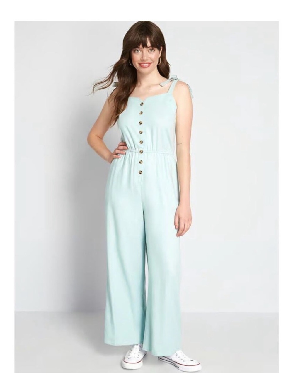 ModCloth Every Waking Momentum Light Blue Linen Blend Jumpsuit NWT - Medium